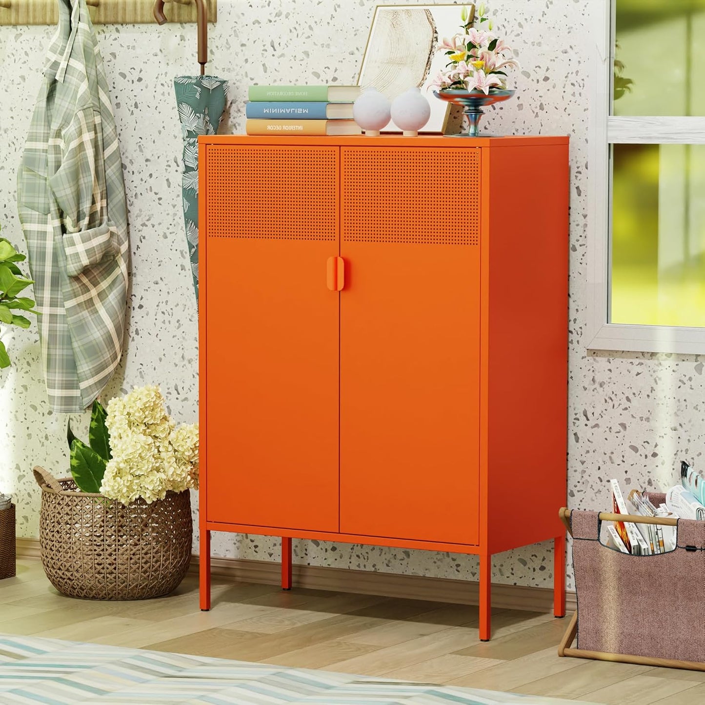 2 Door Storage Sideboard Metal Storage Cabinet with 2 Adjustable Shelf