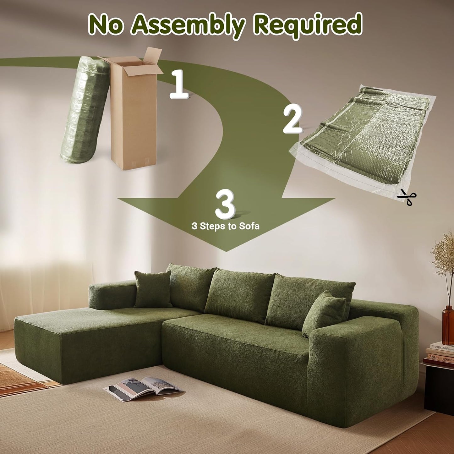 104" Cloud Sectional Couch with L-Shape Chaise