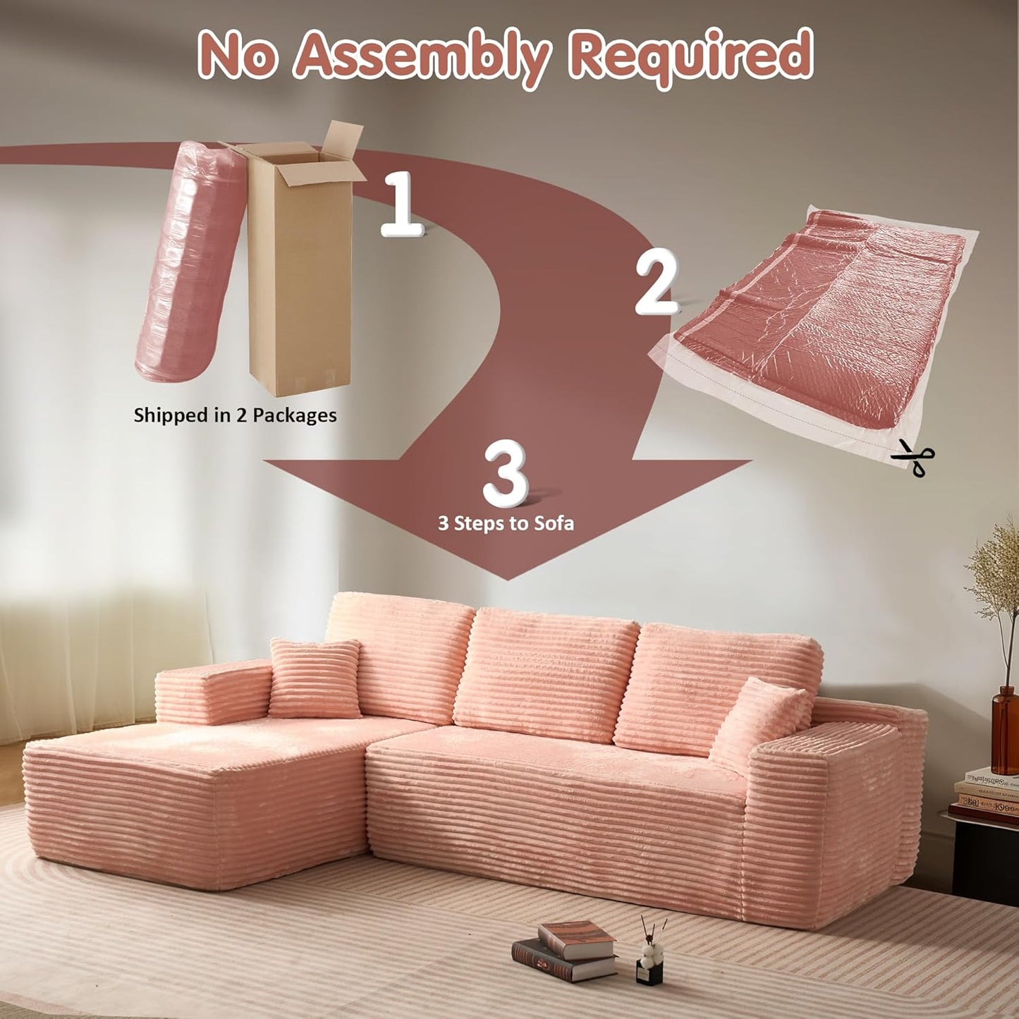 104" Cloud Sectional Couch with L-Shape Chaise