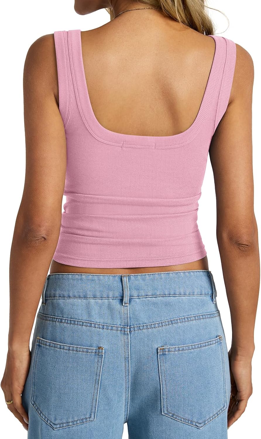 Womens Cotton Ribbed Square Neck Tank Tops