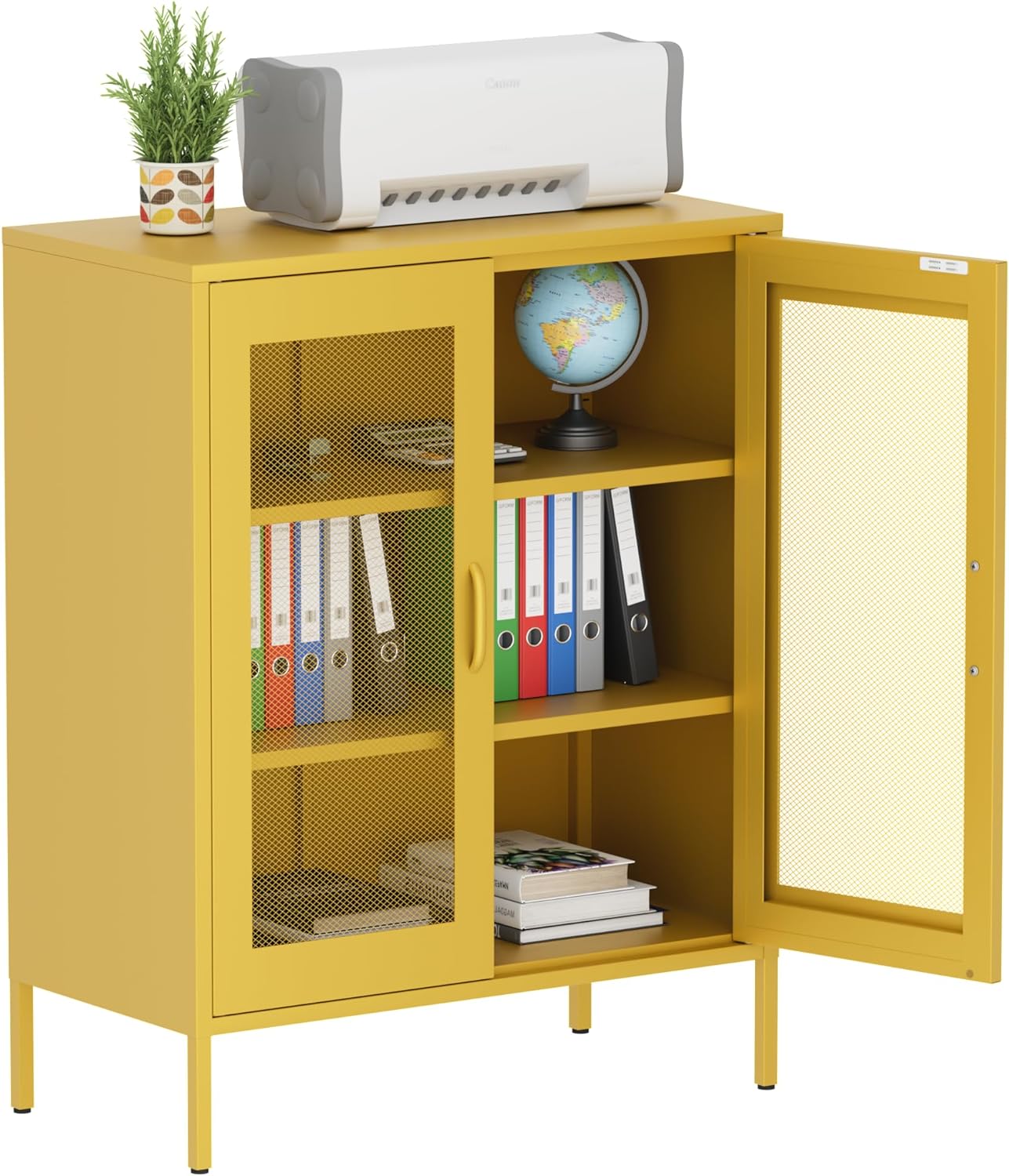 2 Door Storage Sideboard Metal Storage Cabinet with 2 Adjustable Shelf