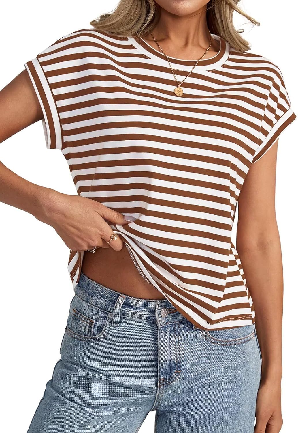 Womens Cap Sleeve Crop Tops Cotton T Shirts