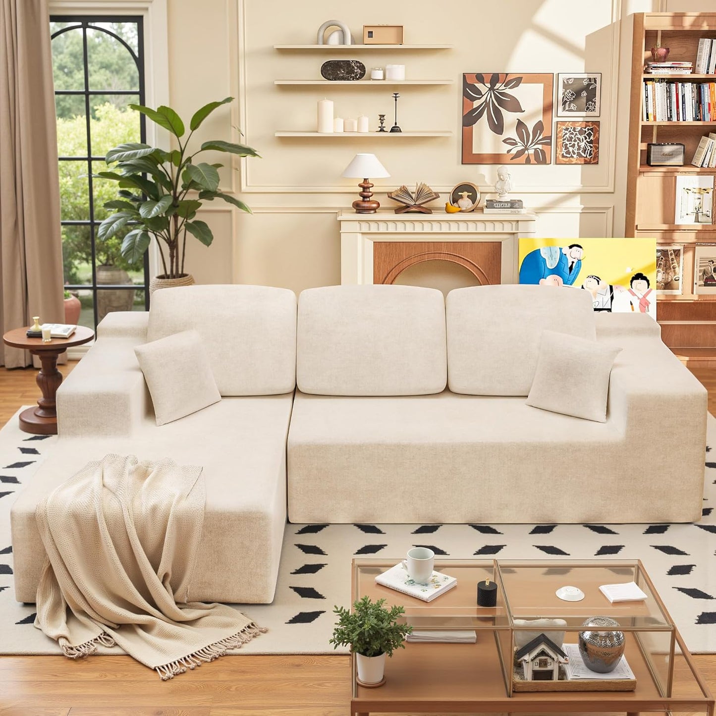 108" Modular Sectional Sofa Boneless Couch with L-Shape Chaise