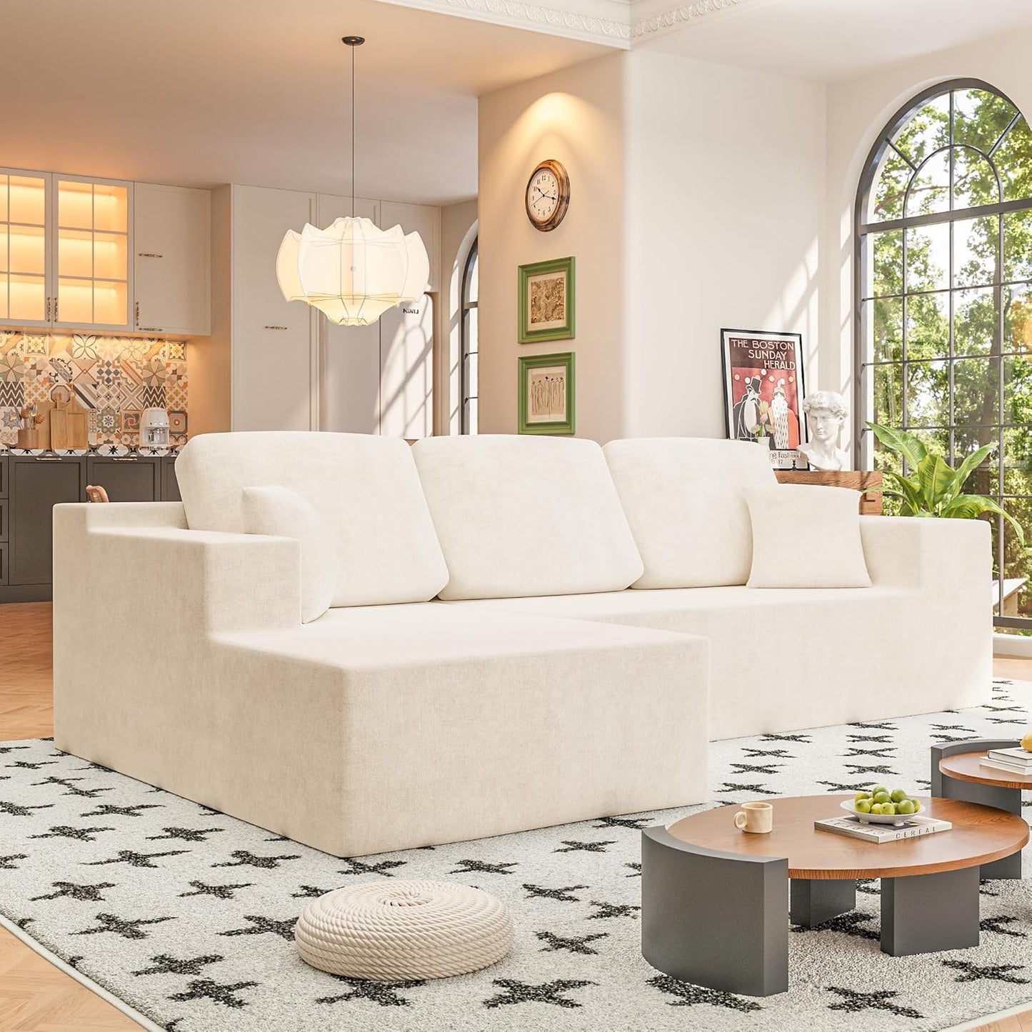 108" Modular Sectional Sofa Boneless Couch with L-Shape Chaise