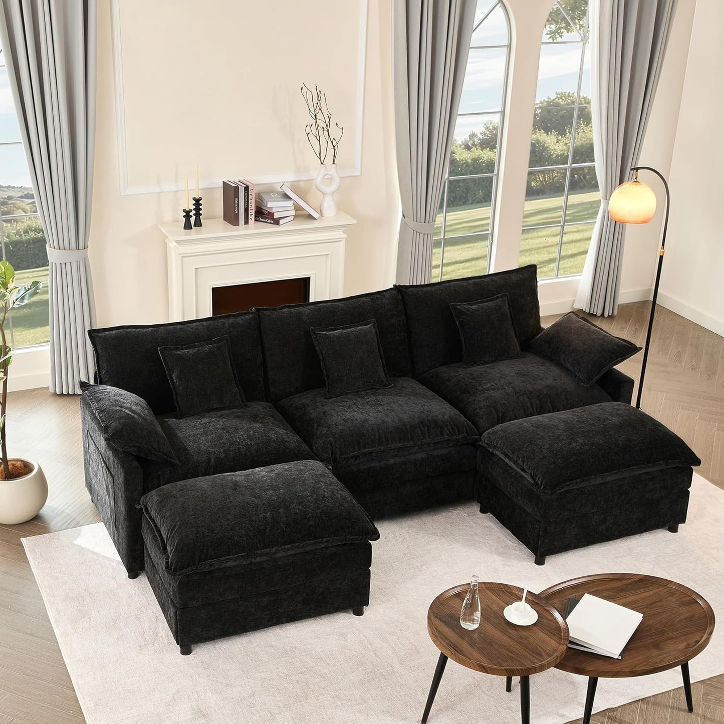 108" U Shaped Couch Modular Sectional Sofa