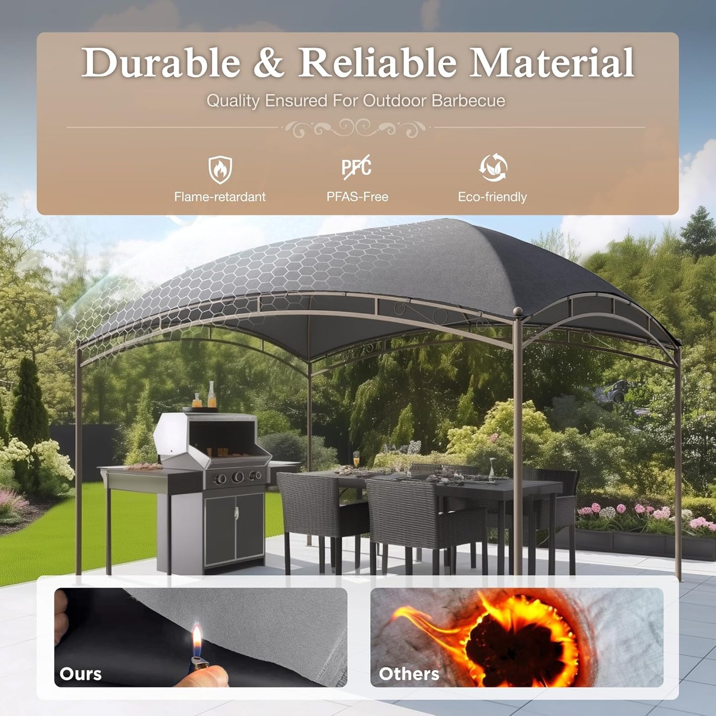 10x13 Outdoor with Screened Double Roof Heavy-Duty Patio Canopy Tent Dark Blue