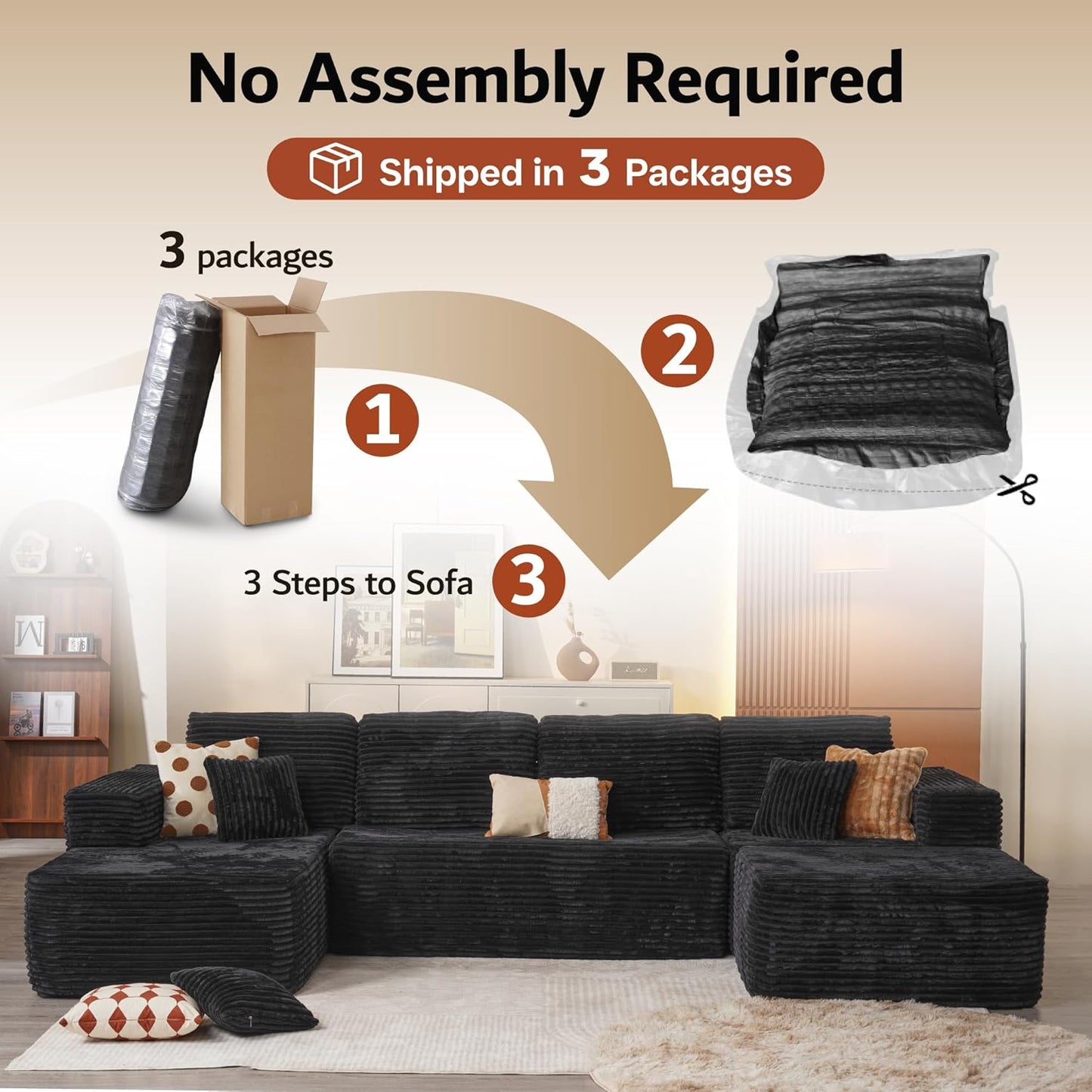 104" Cloud Sectional Couch with L-Shape Chaise