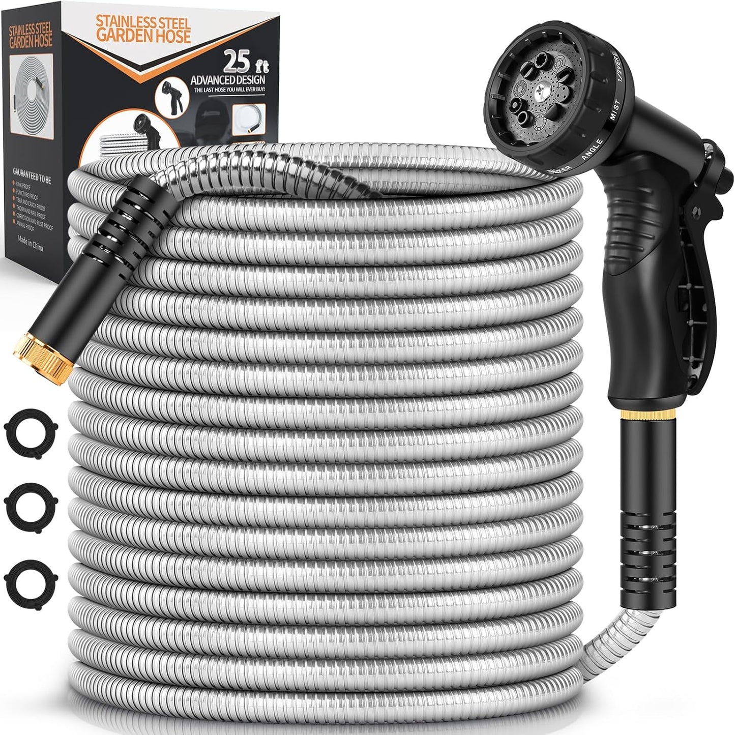 Garden Hose Metal 100FT Stainless Steel Heavy Duty Water Hose