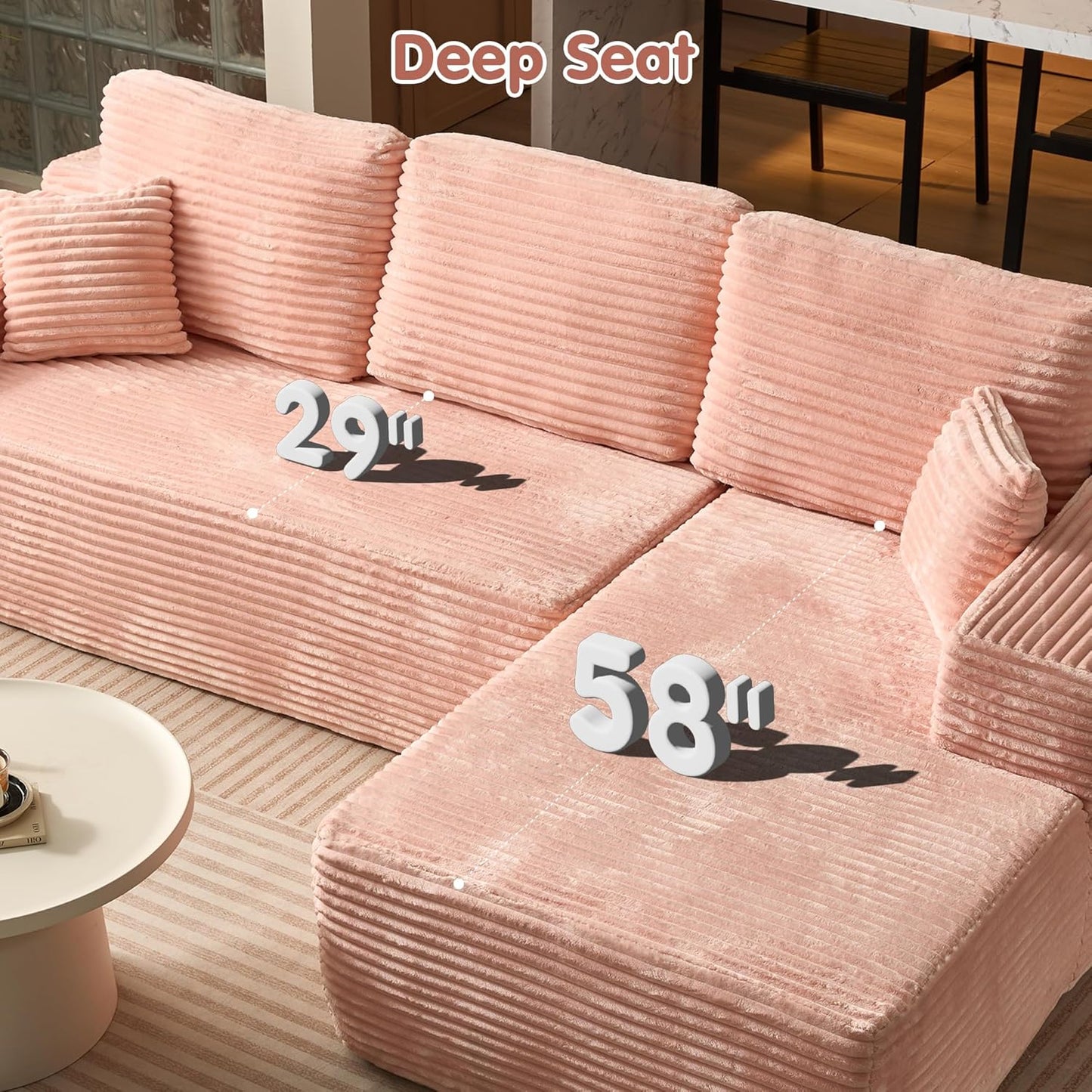 104" Cloud Sectional Couch with L-Shape Chaise
