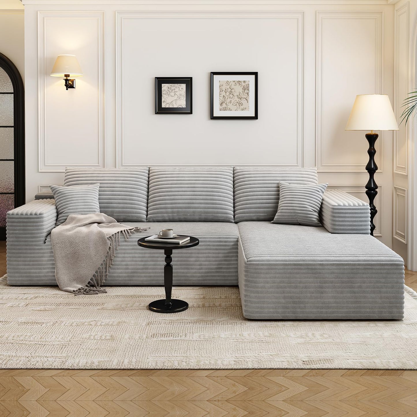 107.5" Cloud Modular Sectional Sofa with 1 Ottoman
