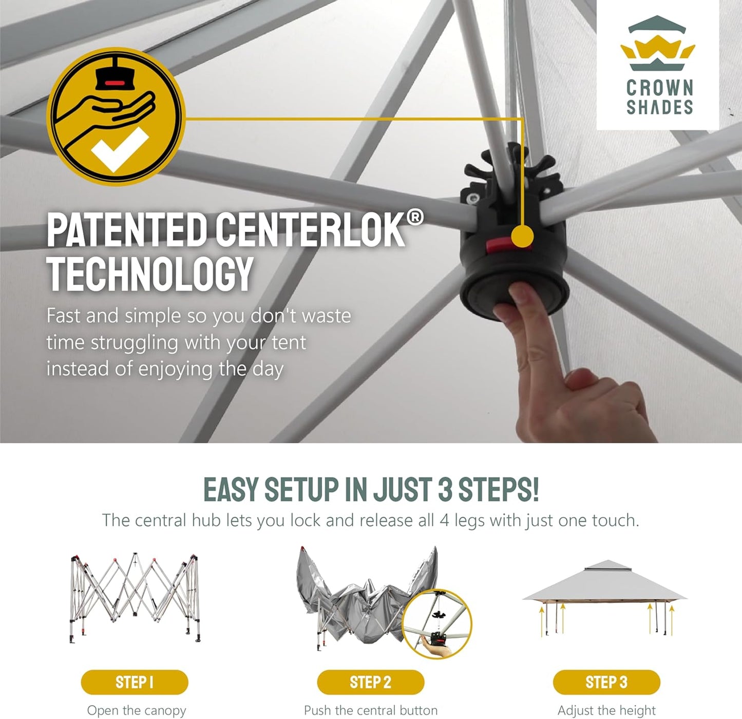 13x13 Pop Up Gazebo Canopy Tent with Wheeled Storage Bag Grey