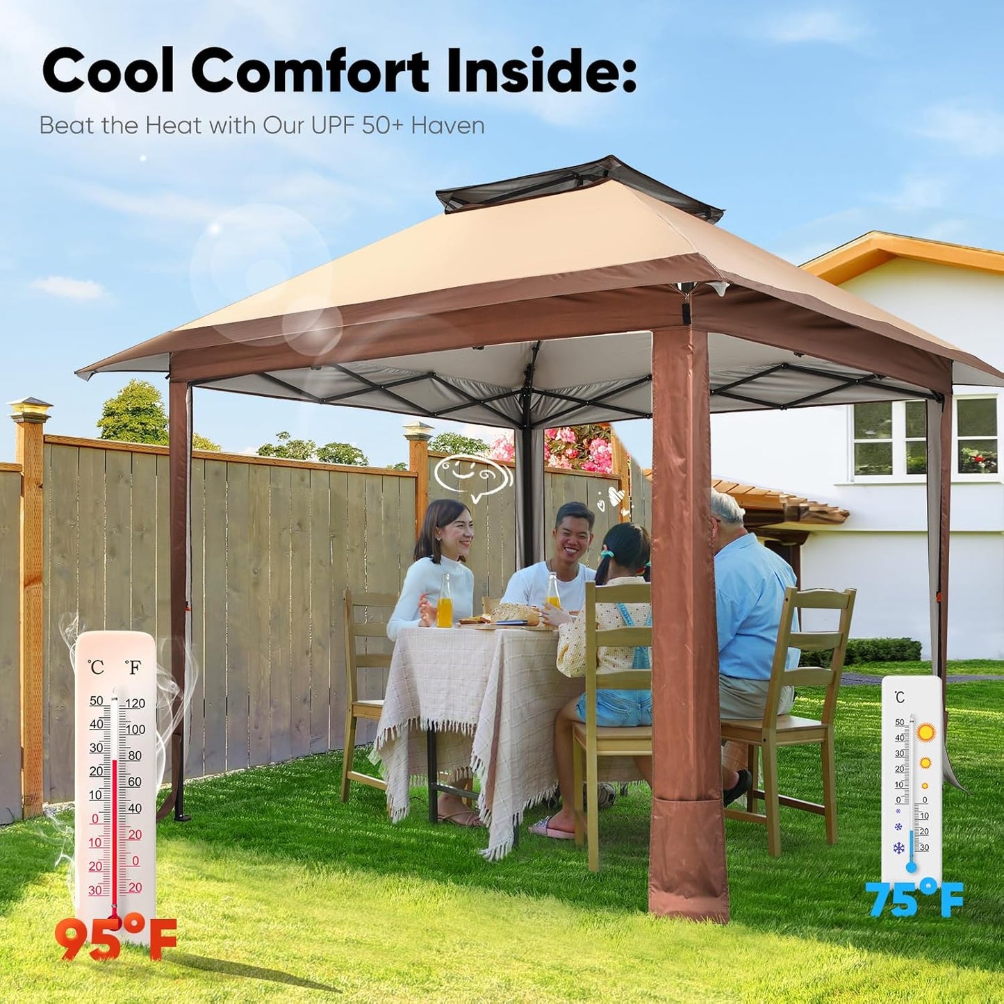 10x10FT Instant Canopy Tent – UV Protective Pop-Up Shelter for Backyard Patio or Camping