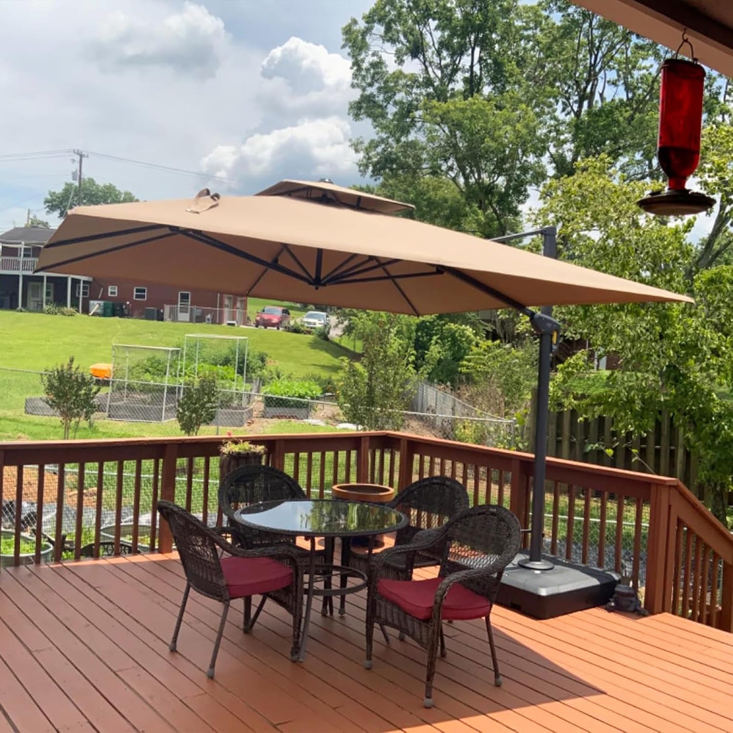 12ft Patio Umbrella with Base Large Outdoor Square Umbrella