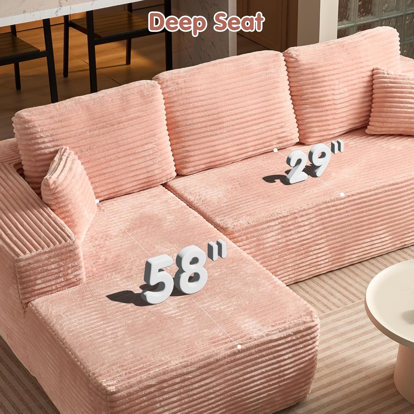 104" Cloud Sectional Couch with L-Shape Chaise