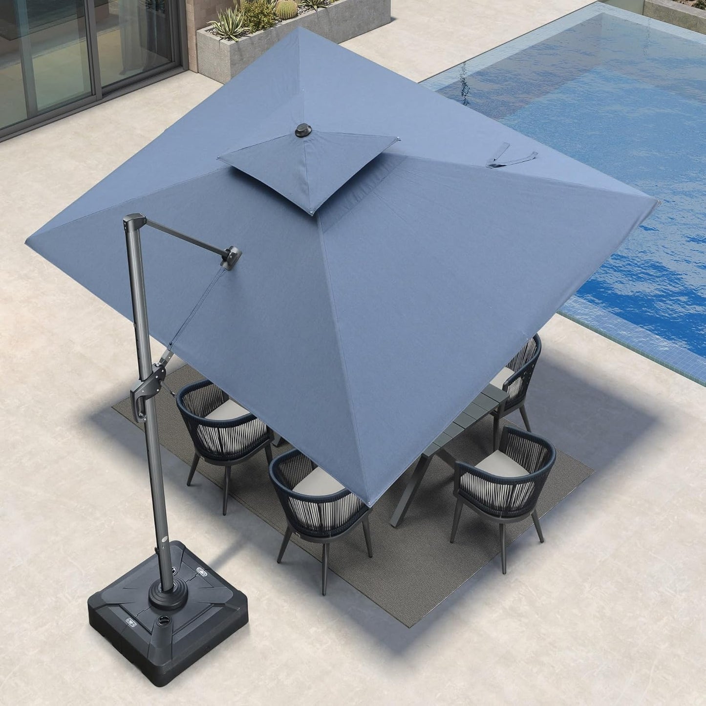 12ft Patio Umbrella with Base Large Outdoor Square Umbrella