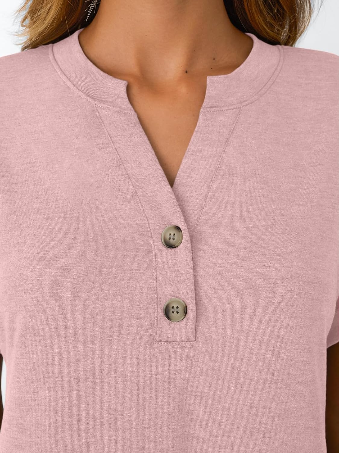Women's Short Sleeve Shirts Henley Dressy Casual Summer Tops