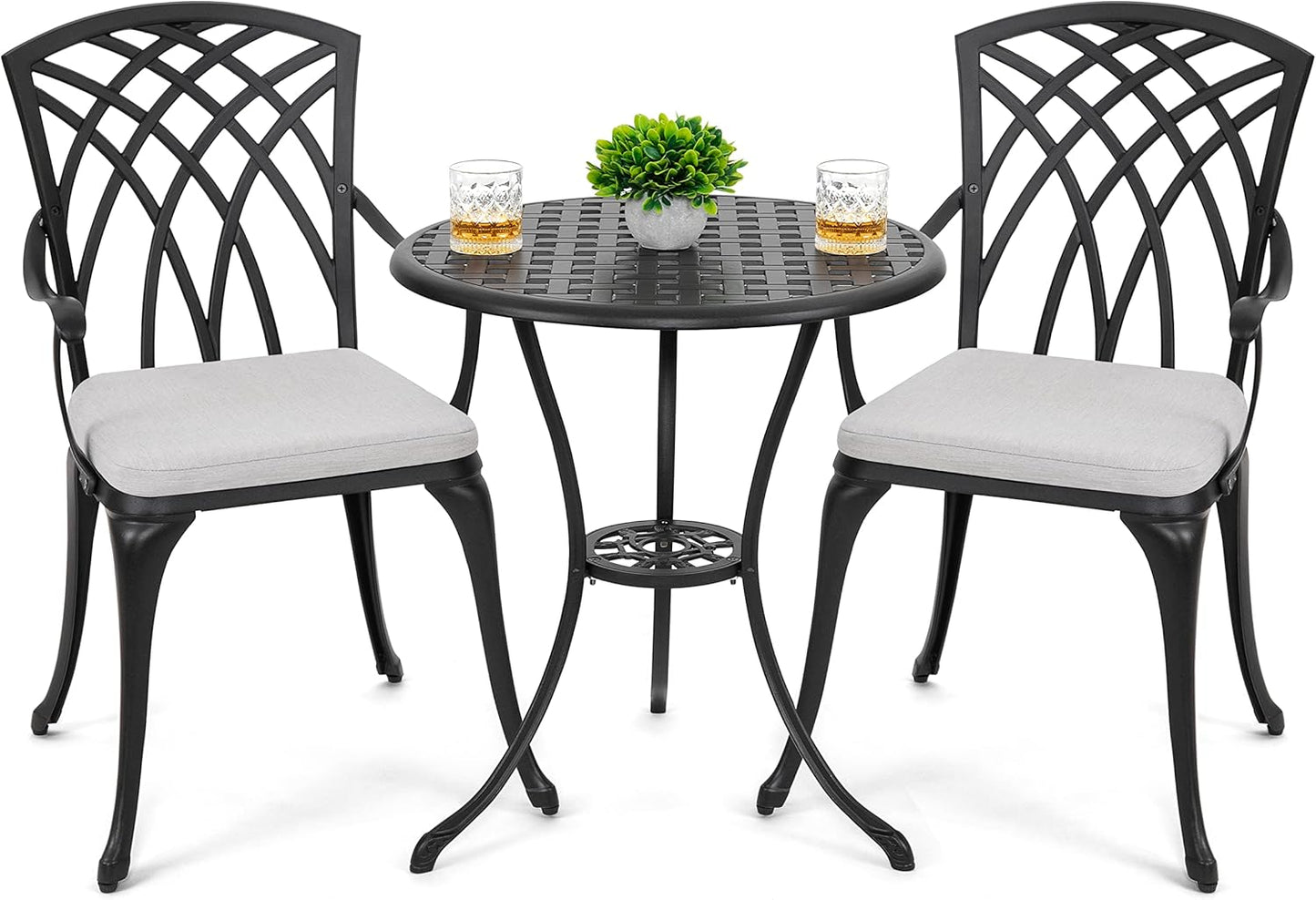 NUU GARDEN Bistro Set 3 Piece Outdoor Cast Aluminum Patio Bistro Set