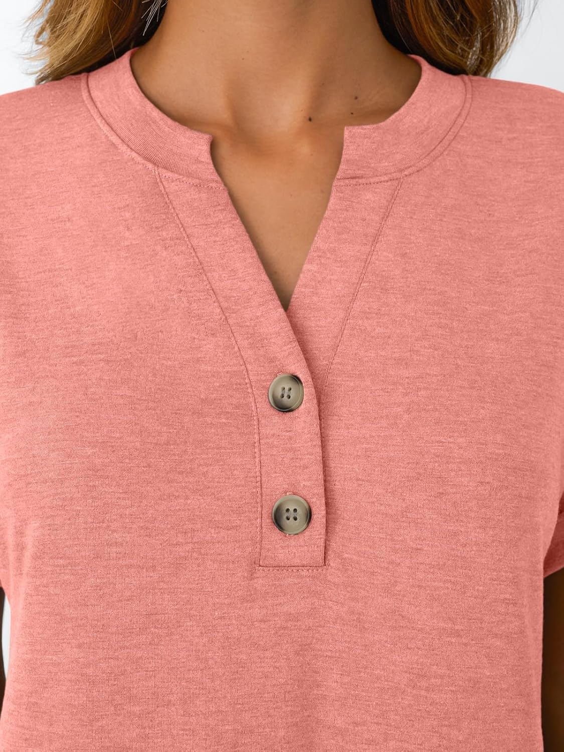 Women's Short Sleeve Shirts Henley Dressy Casual Summer Tops