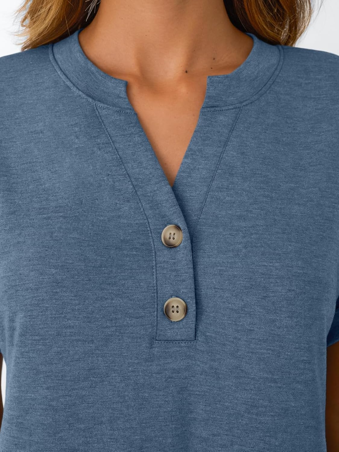Women's Short Sleeve Shirts Henley Dressy Casual Summer Tops