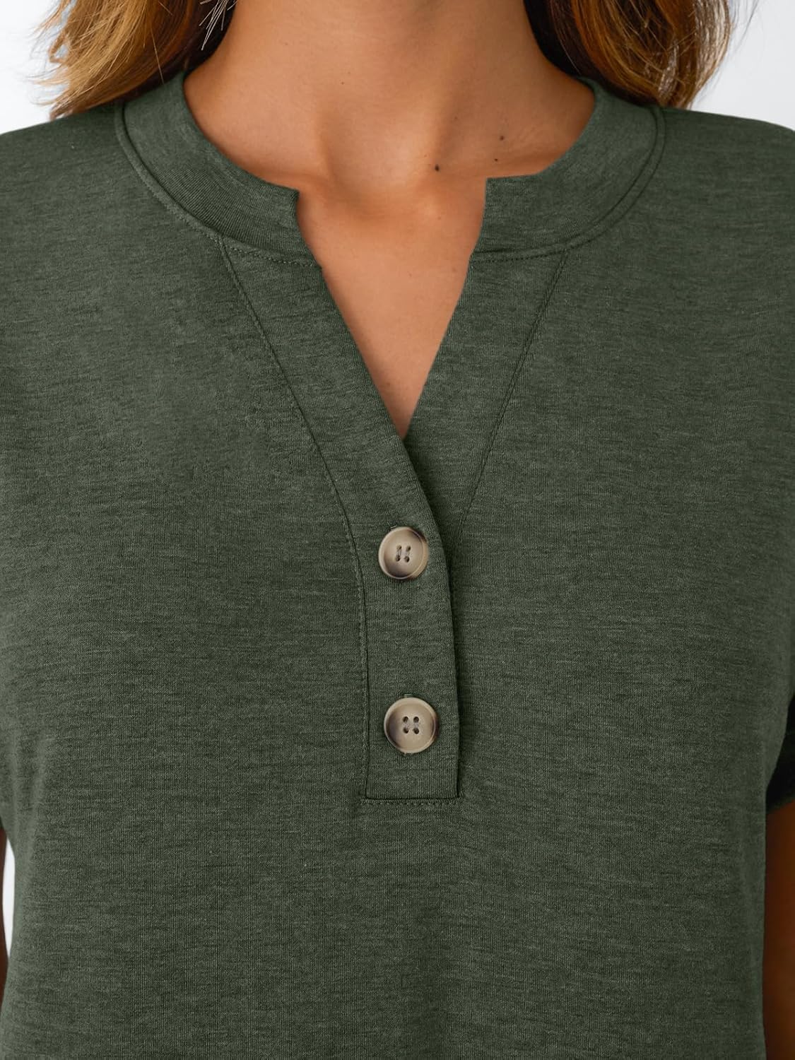 Women's Short Sleeve Shirts Henley Dressy Casual Summer Tops