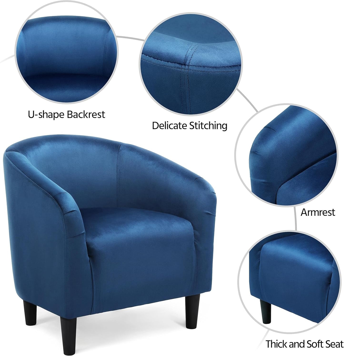 Yaheetech Accent Barrel Chair Boucle Fabric Club Chair