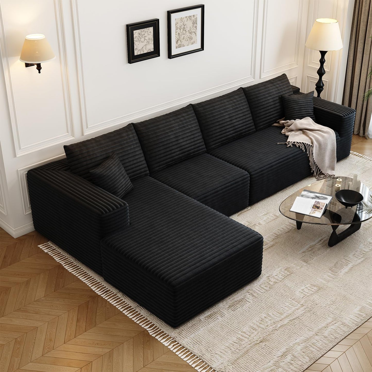 107.5" Cloud Modular Sectional Sofa with 1 Ottoman