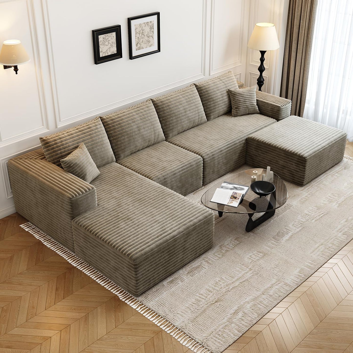 107.5" Cloud Modular Sectional Sofa with 1 Ottoman