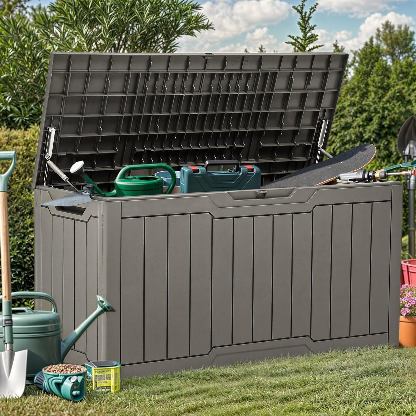YITAHOME 120 Gallon Large Deck Box Upgraded Resin Outdoor Storage Boxes