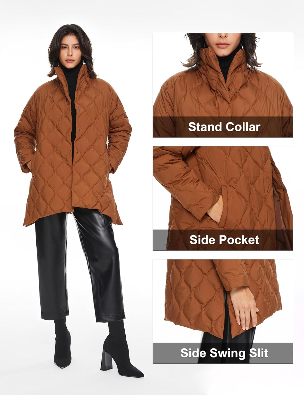 Women’s Oversized Quilted Down Jacket Lightweight Puffer Coat