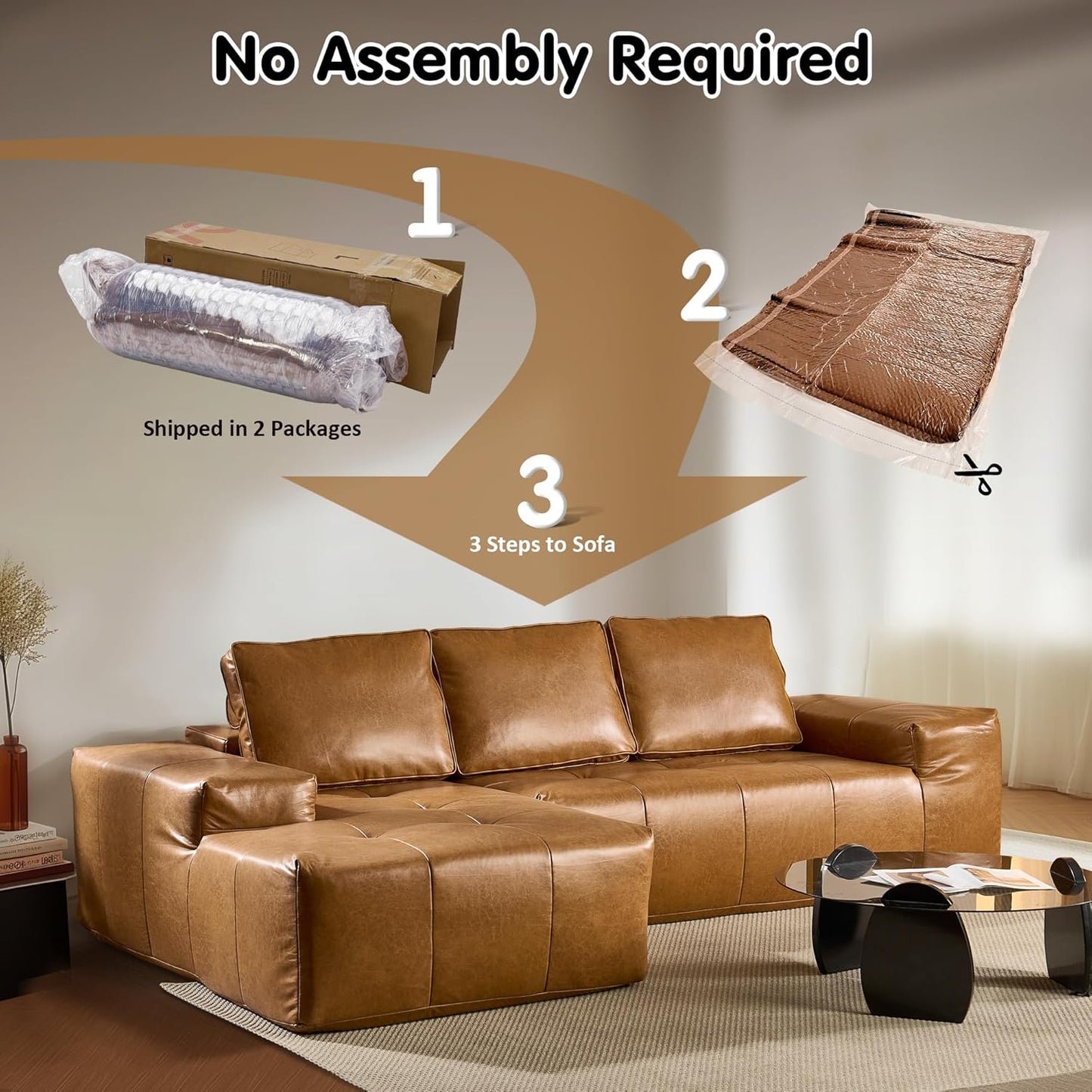 104" Cloud Sectional Couch with L-Shape Chaise