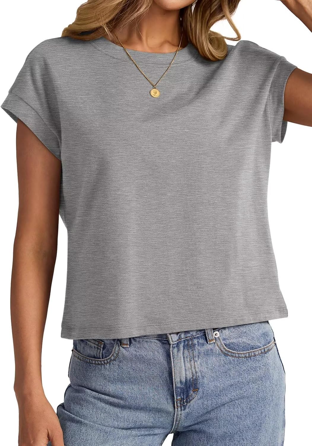 Womens Cap Sleeve Crop Tops Cotton T Shirts