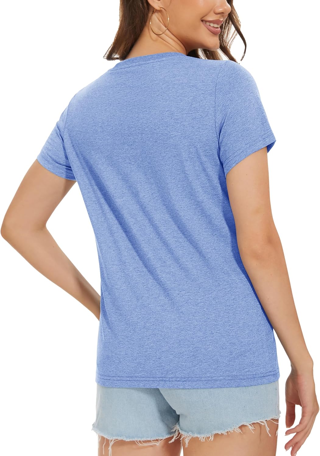 Women's Cotton T-Shirts Short-Sleeve Shirts Crew-Neck Tops