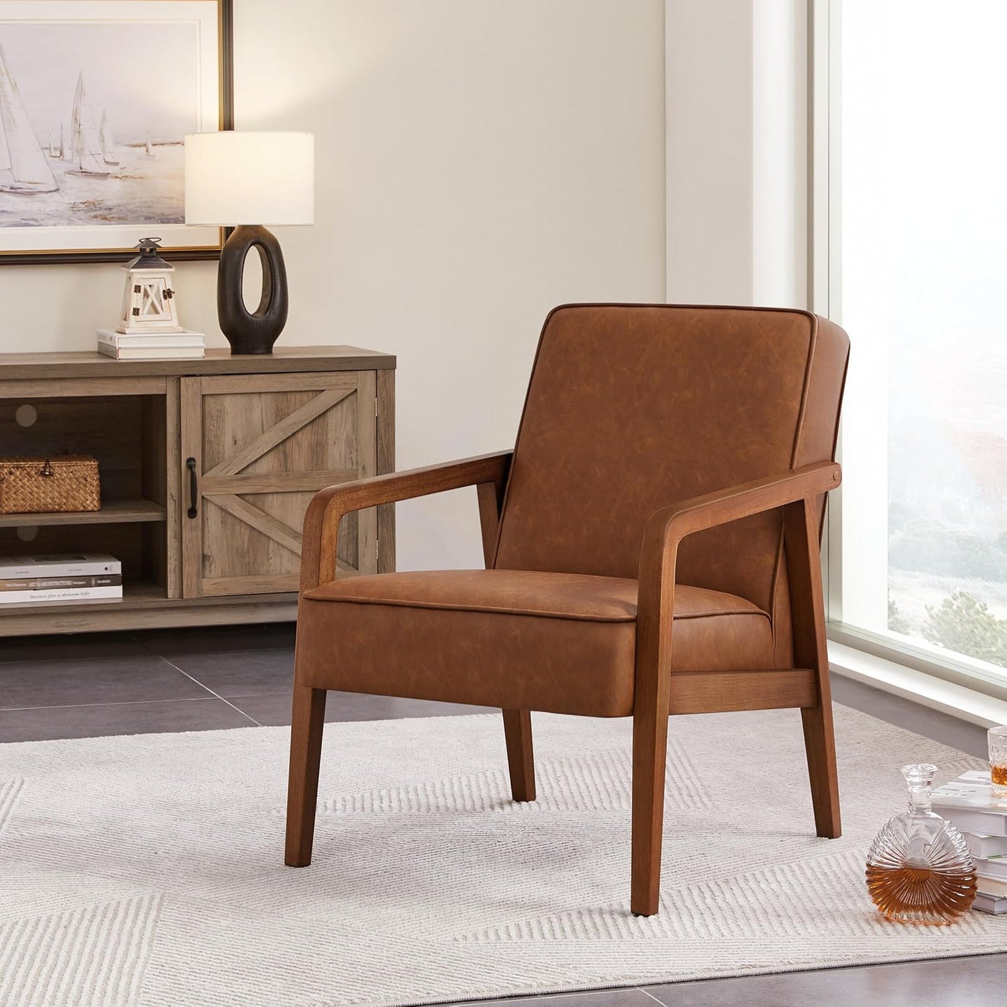 Yaheetech Accent Chair Armchair with Strong Wood Frame