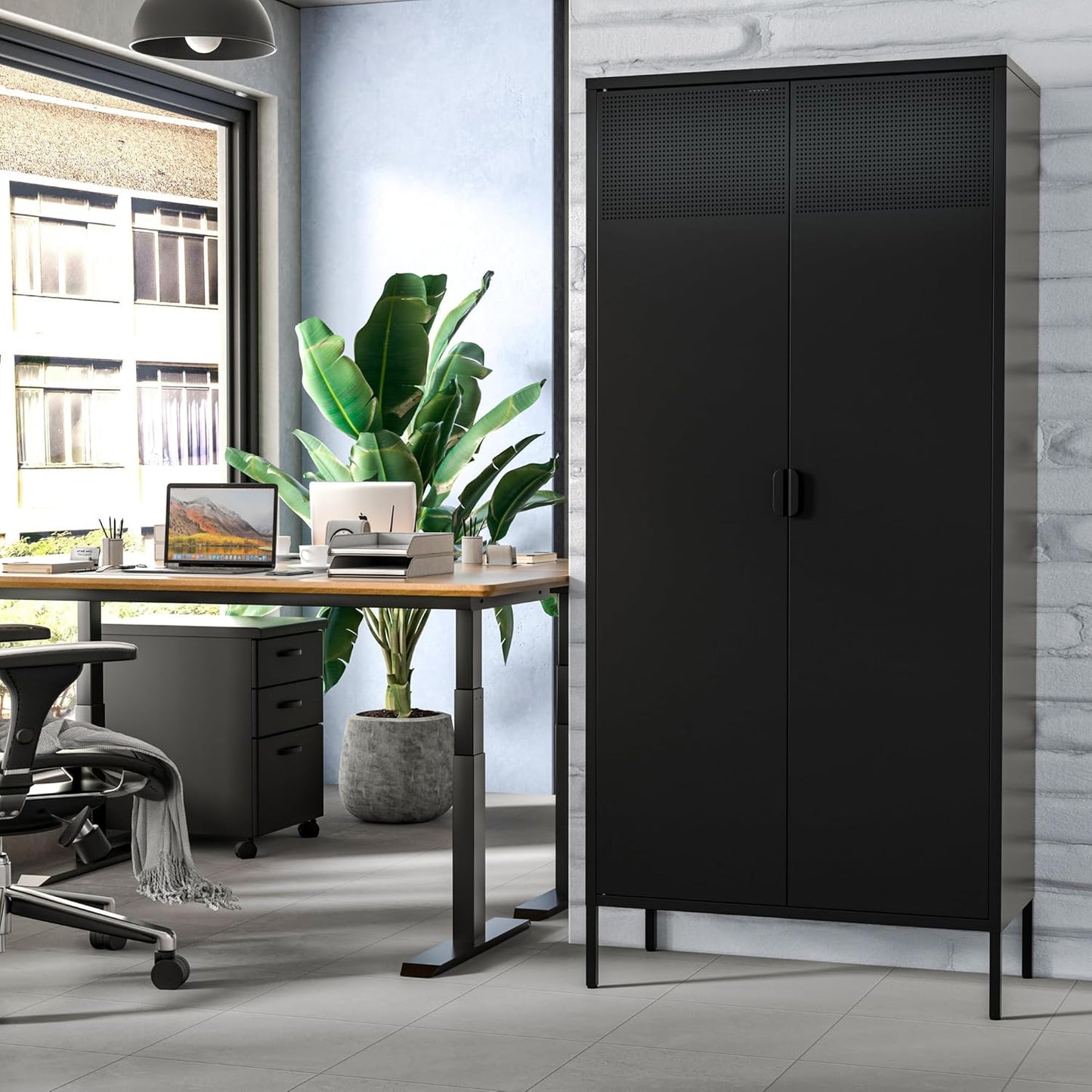 2 Door Storage Sideboard Metal Storage Cabinet with 2 Adjustable Shelf