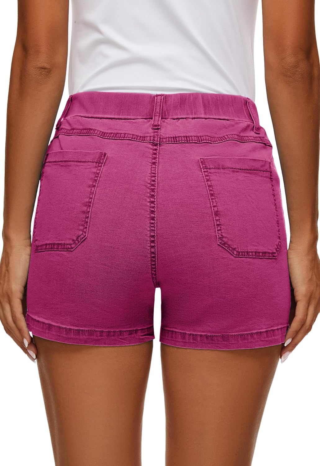 Womens Jean Shorts High Waisted Summer Cotton Elastic Waist Denim Shorts with Pockets