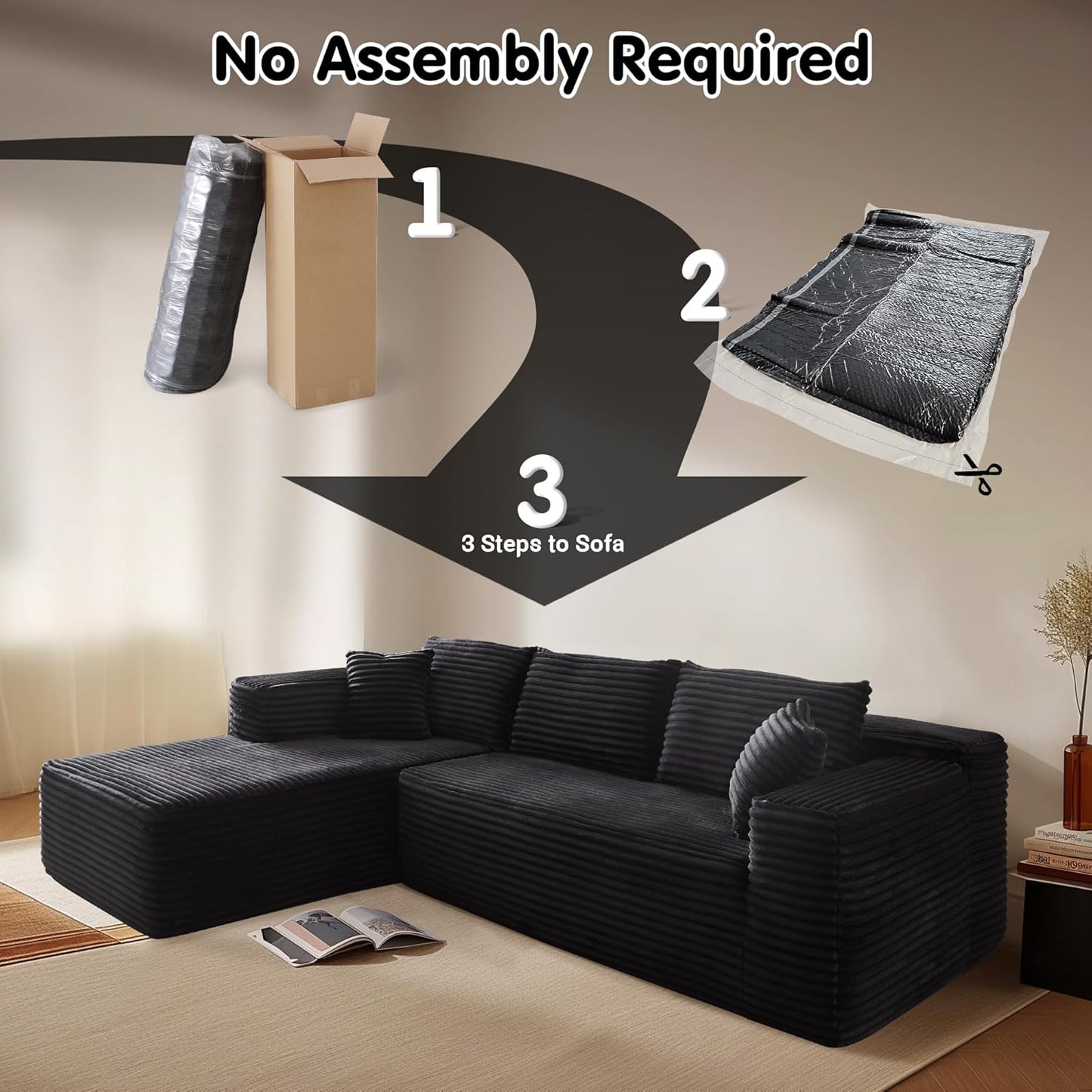 104" Cloud Sectional Couch with L-Shape Chaise