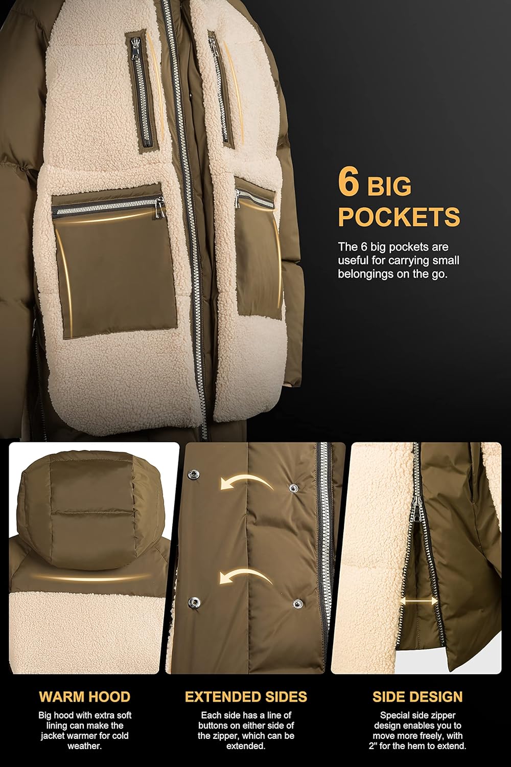 Women’s Thickened Hooded Down Coat Winter Puffer Jacket