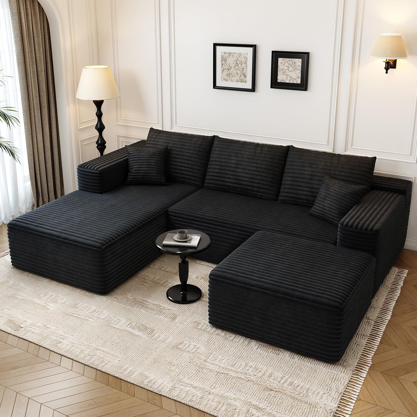 107.5" Cloud Modular Sectional Sofa with 1 Ottoman