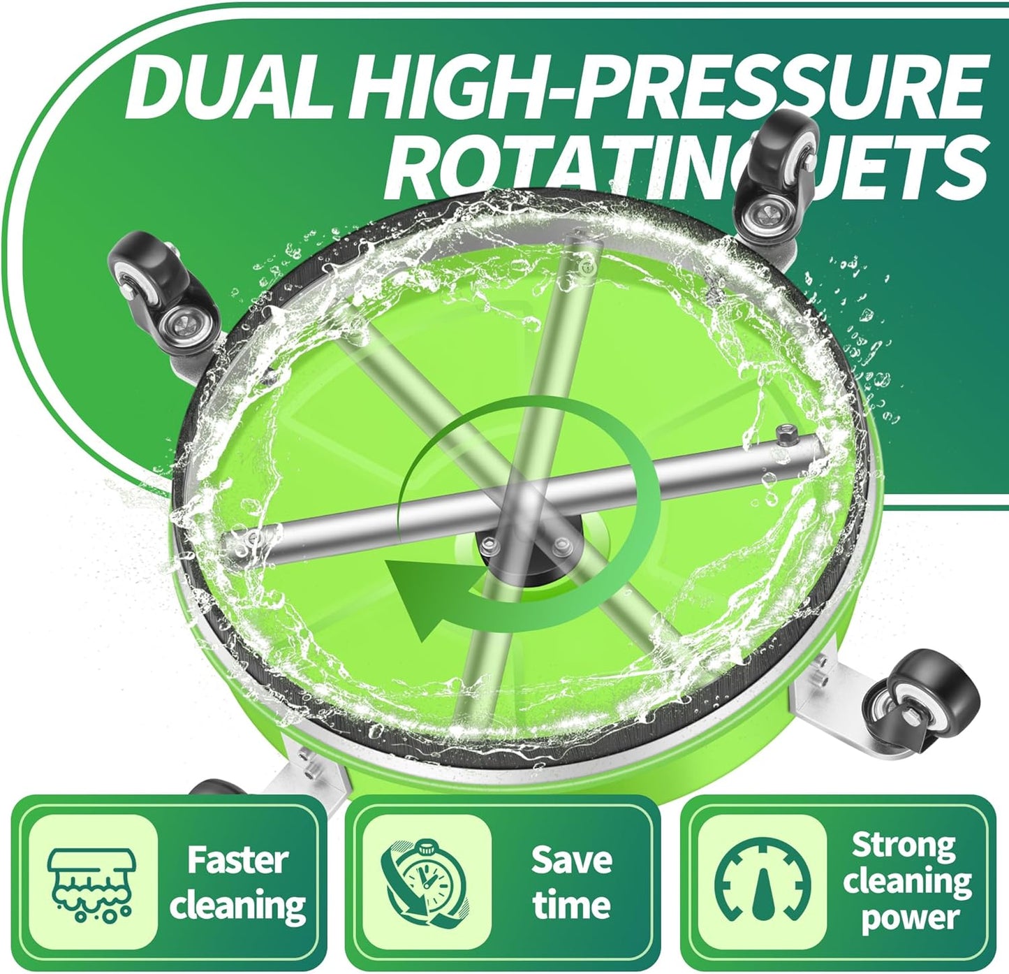 14" Pressure Washer Surface Cleaner with 4 Wheels