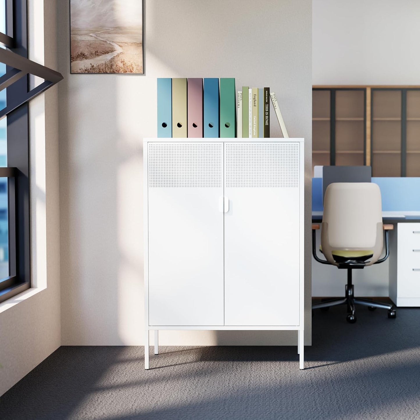 2 Door Storage Sideboard Metal Storage Cabinet with 2 Adjustable Shelf