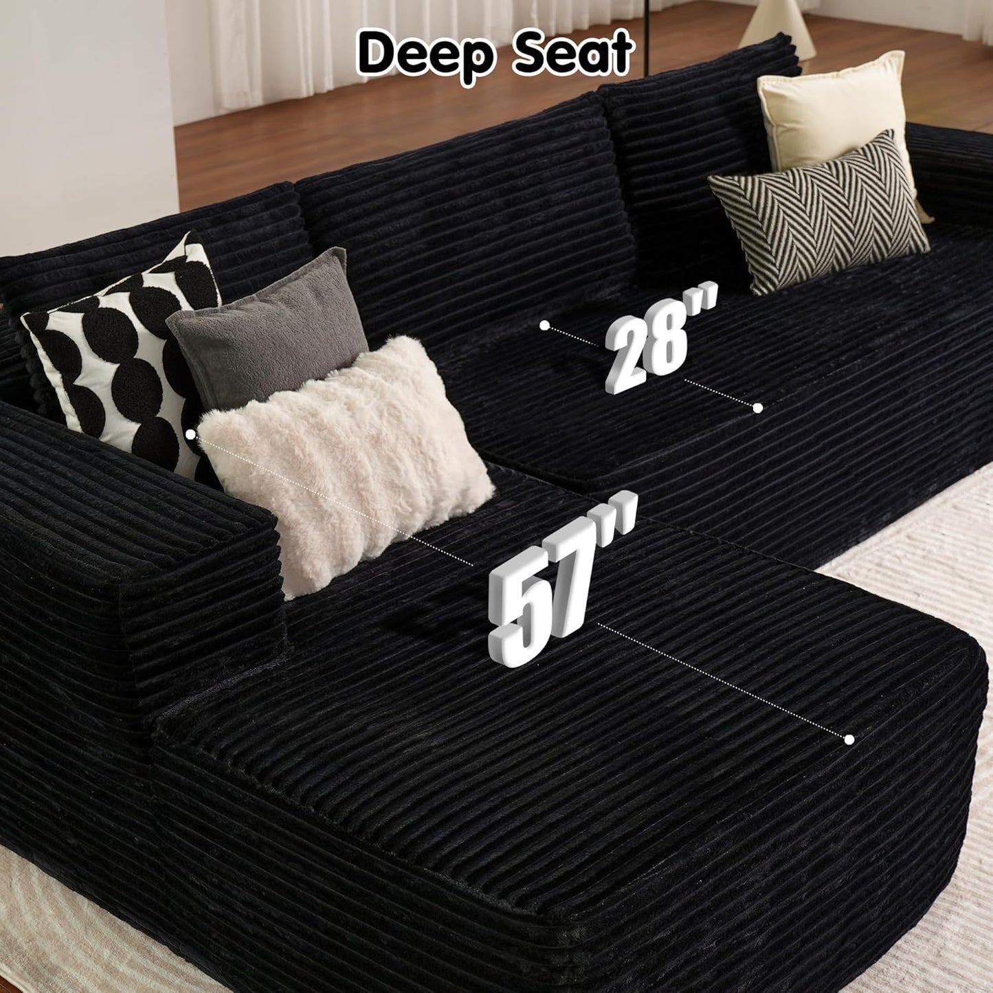 104" Cloud Sectional Couch with L-Shape Chaise