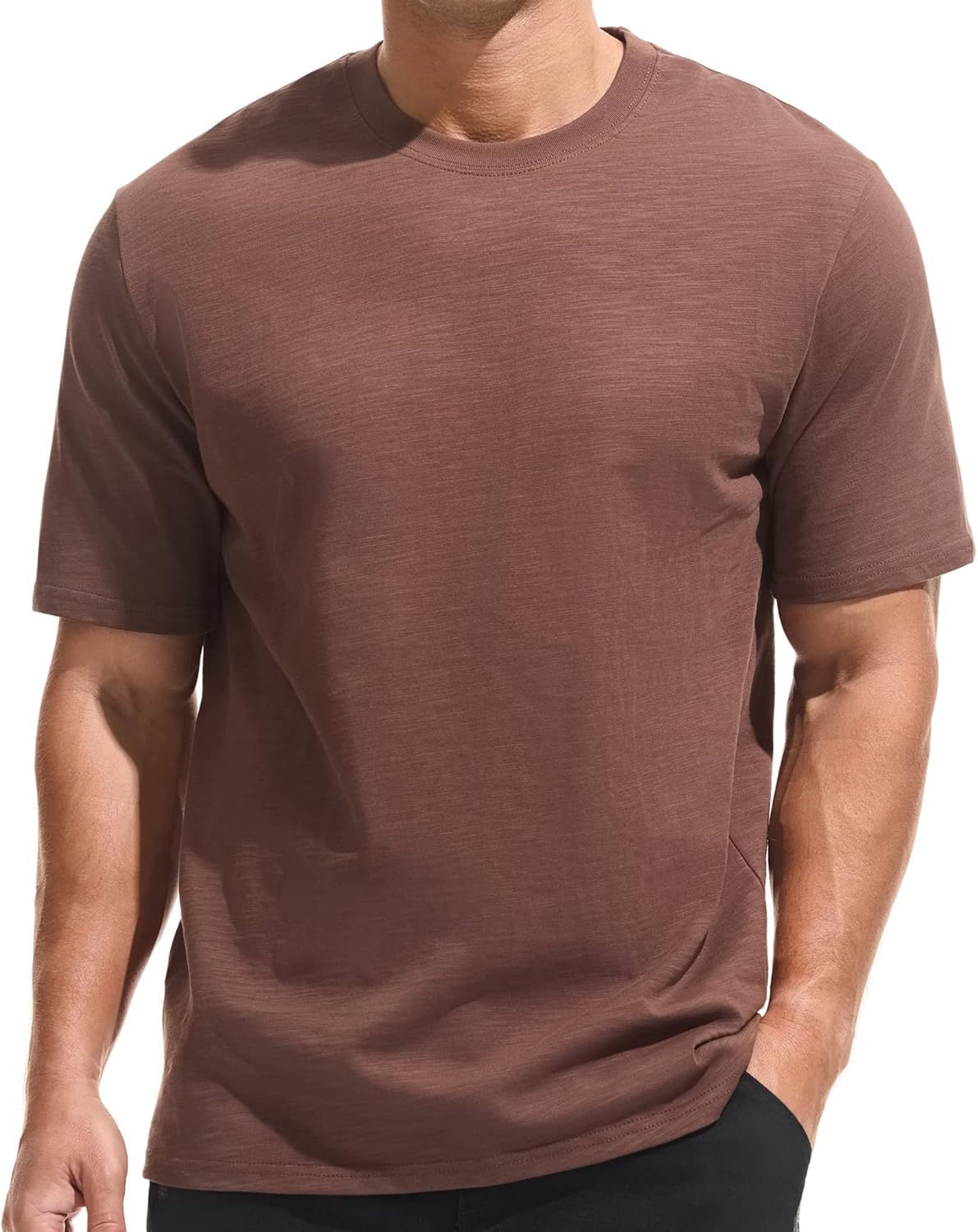 Cotton Loose Fit Thick T-Shirt Heavy Weight Crewneck Tees for Men