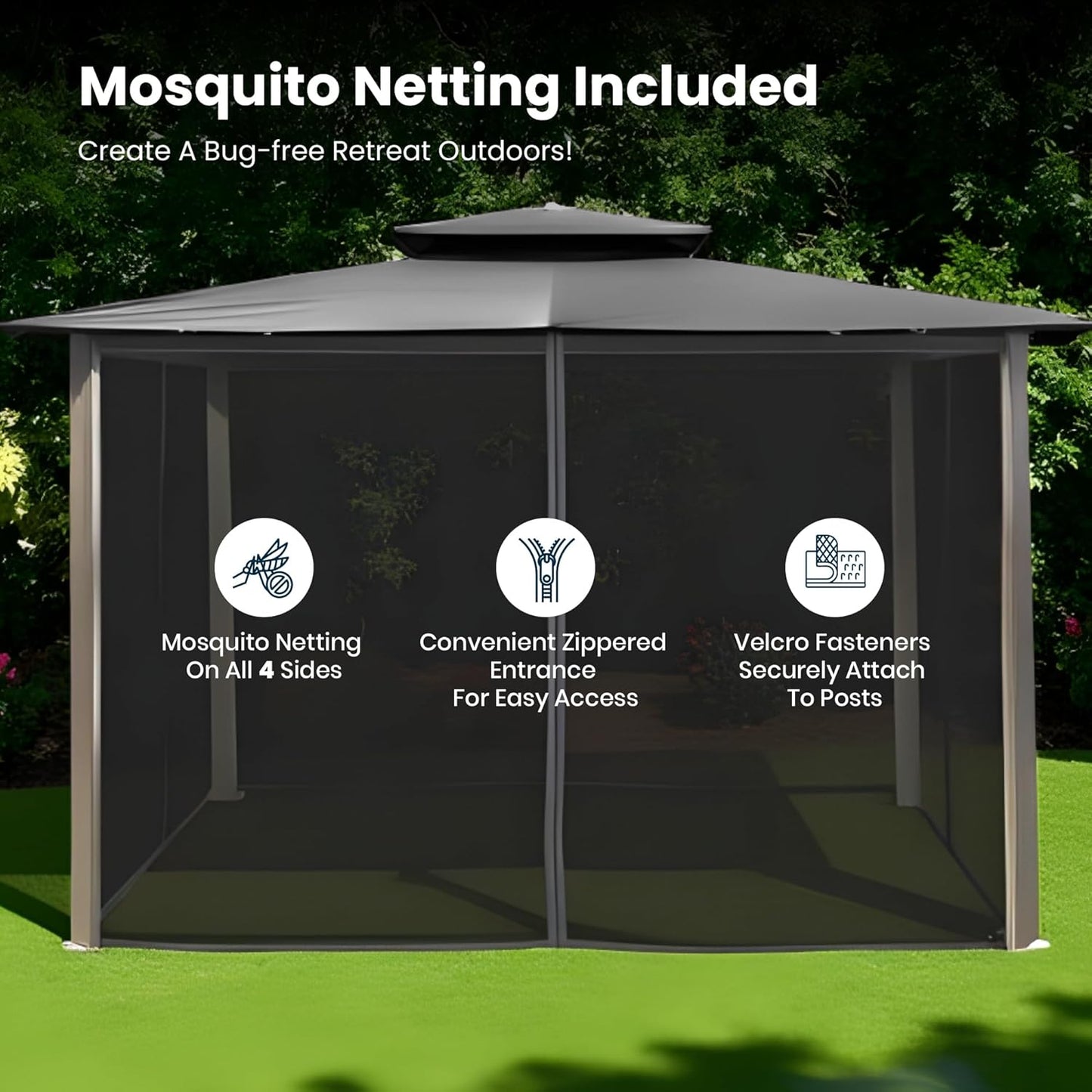 10' x 12' Outdoor Soft Top Gazebo Bronze Frame Grey Canopy