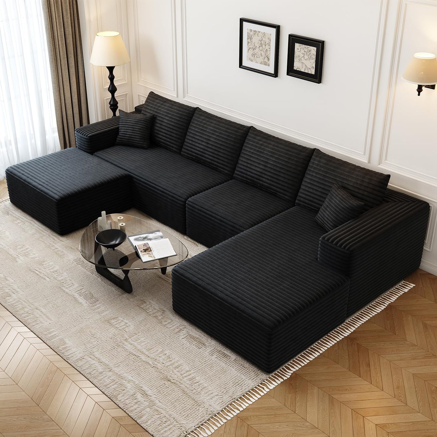107.5" Cloud Modular Sectional Sofa with 1 Ottoman