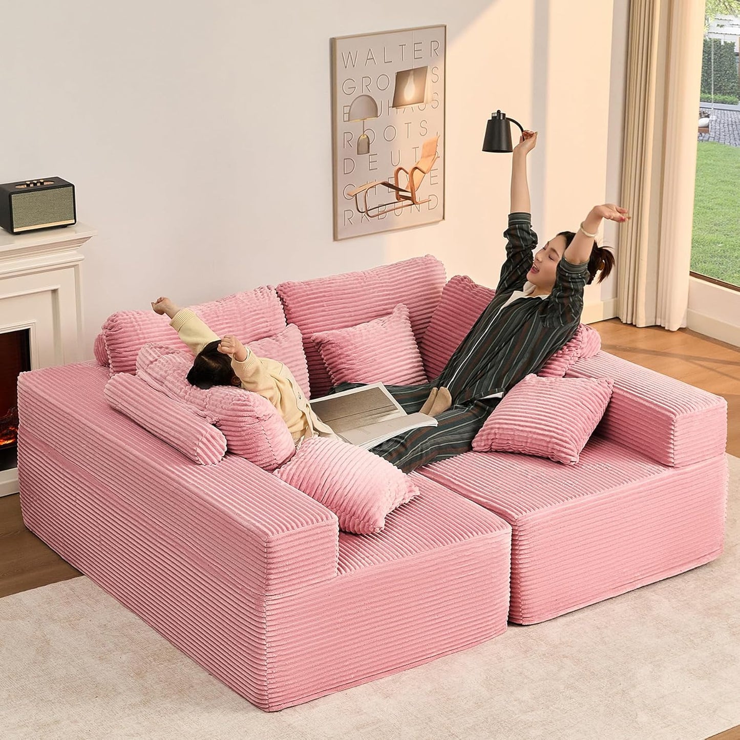 107" Boneless Couch with Deep Seat Cloud Sectional Couch for Living Room