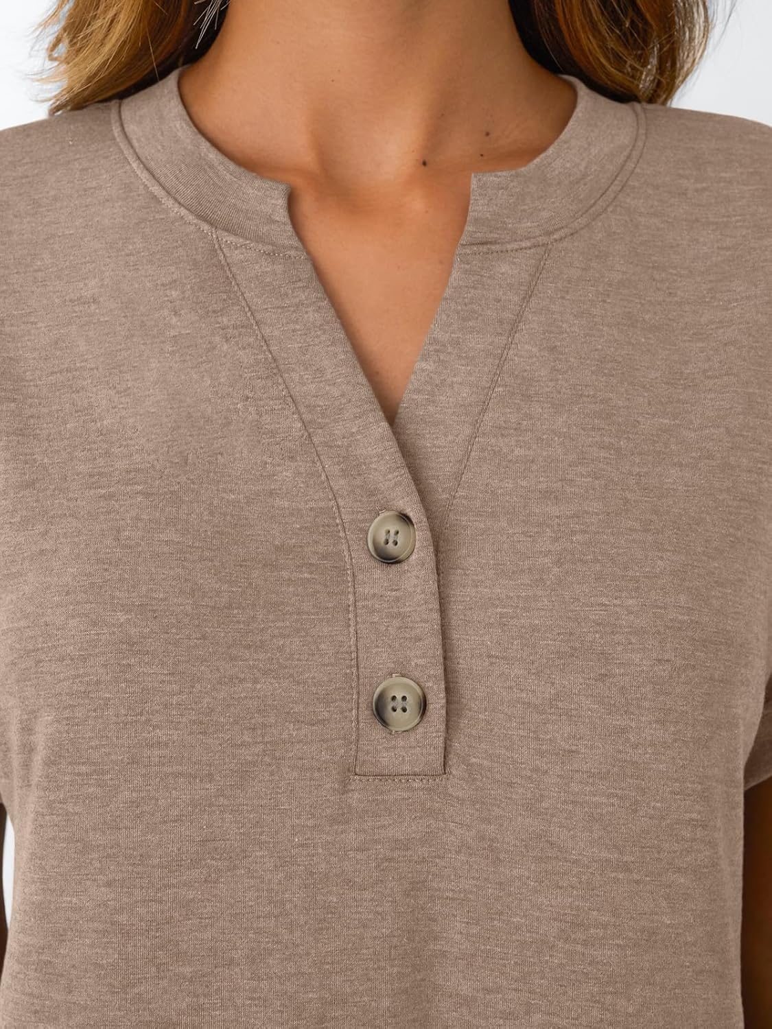 Women's Short Sleeve Shirts Henley Dressy Casual Summer Tops