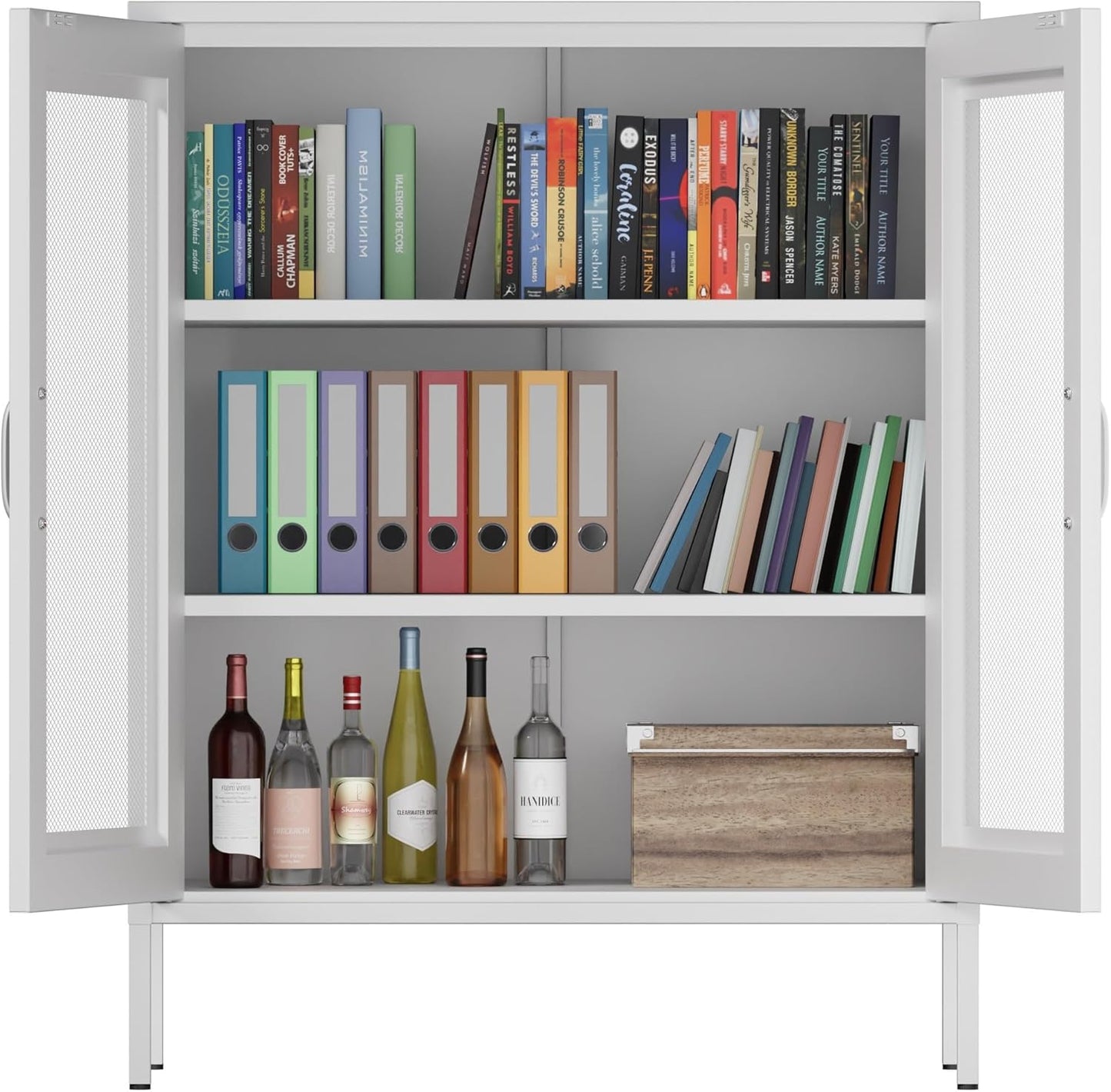 2 Door Storage Sideboard Metal Storage Cabinet with 2 Adjustable Shelf
