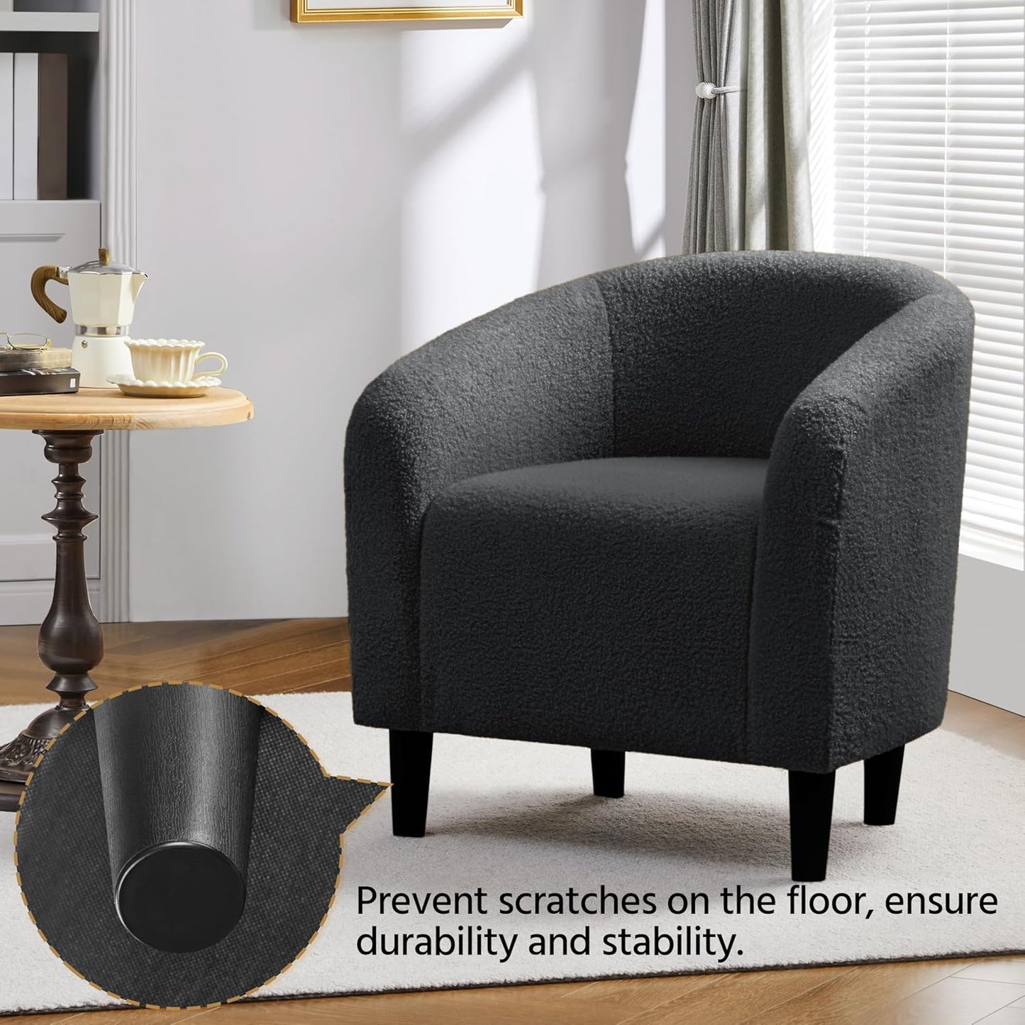 Yaheetech Accent Barrel Chair Boucle Fabric Club Chair