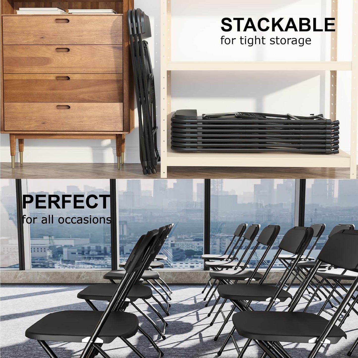 10 Pack White Folding Chairs Portable Party Chairs