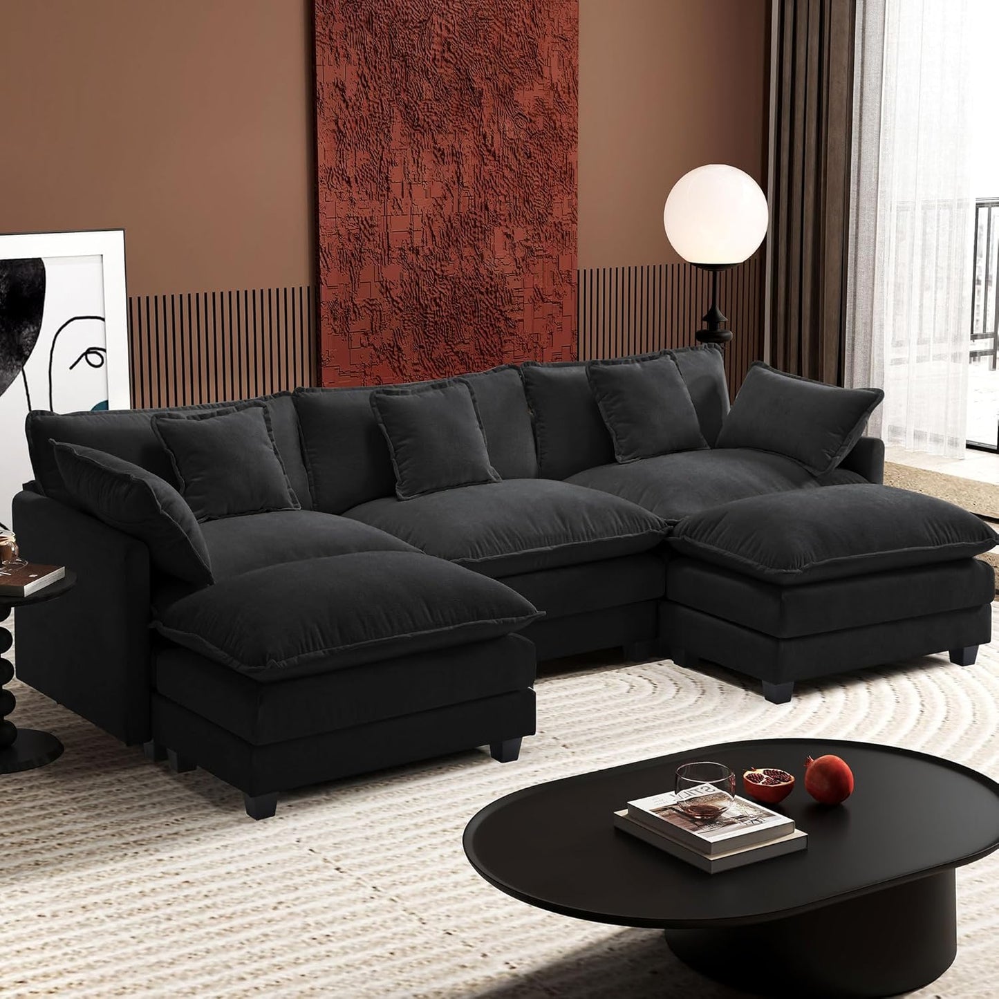 146" U-Shaped Modern Sofa Modular Sectional Cloud Couch